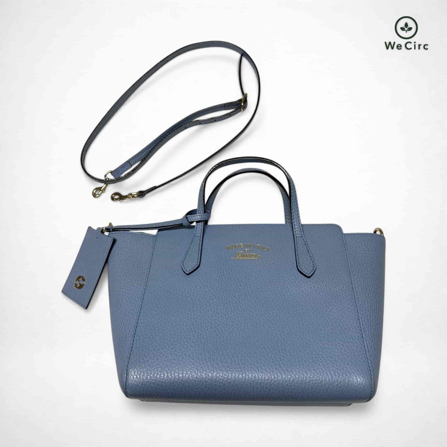 Gucci Swing Two Way Ledertasche Blau - Detailansicht
