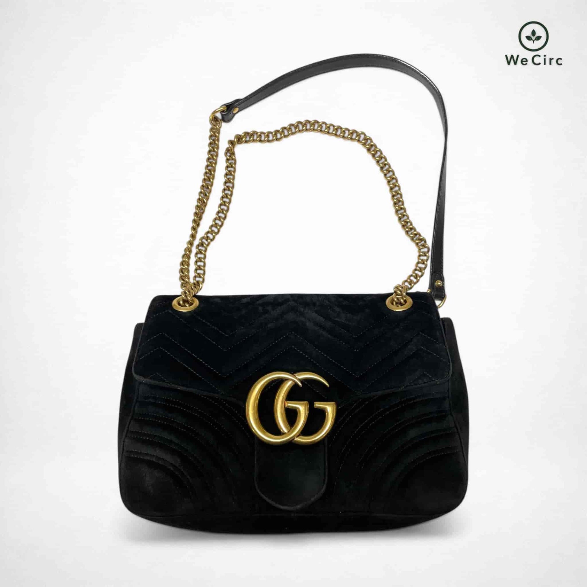 Marmont Schultertasche Samt Schwarz - Detailansicht